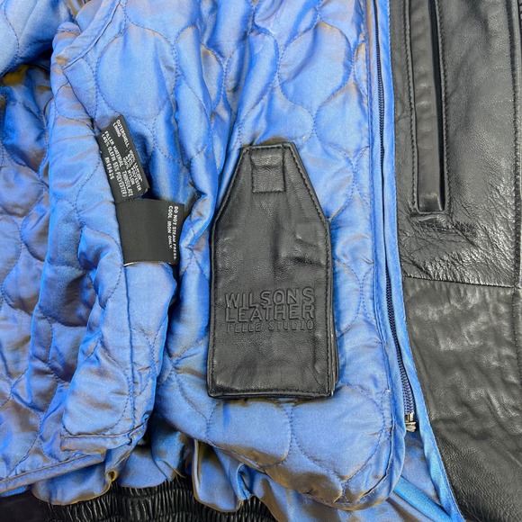 Wilsons Leather Pelle Studio Black Jacket Men 2X Thinsulate Lined Y2K Zip Coat - Picture 15 of 16